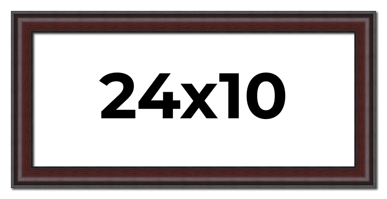 Panoramic Linear Brown Picture Frame - UV Acrylic, Foam Board Backing, Hanging Hardware